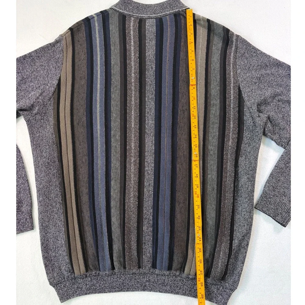 St. Croix Shop Mens Vertical Stripe Luxury Knit Polo Sweater L Old‎ Money USA